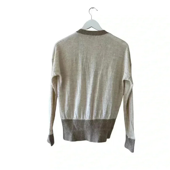 MADEWELL Colorblock Wool Linen Blend Cardigan  Sweater Cozy  Tan  Sz M #2272 - Picture 5 of 11